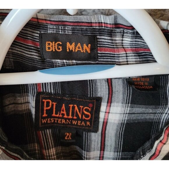 2x VTG Ely Plains BIG MAN Plaid Pearl Snap Short Sleeve Western Shirt Size 2X - Picture 14 of 16
